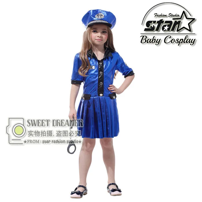 

Kids Police Costume Policewoman Dress For Girls Fantasia Infantil Halloween Fancy Costume For Girls Performance Children