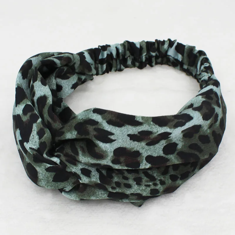 ALTOBEFUN Leopard для женщин Модный Эластичный ободок держатель для волос банданы для девочек аксессуары для волос Йога Hairbands FD910 - Цвет: Зеленый