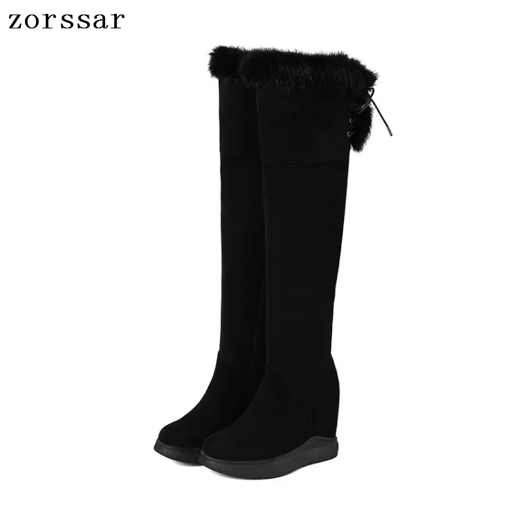 {Zorssar} Winter women snow boots suede Leather height increasing women shoes high heel Over the knee boots Platform wedge boots {Zorssar} Winter women snow boots suede Leather height increasing women shoes high heel Over the knee boots Platform wedge boots