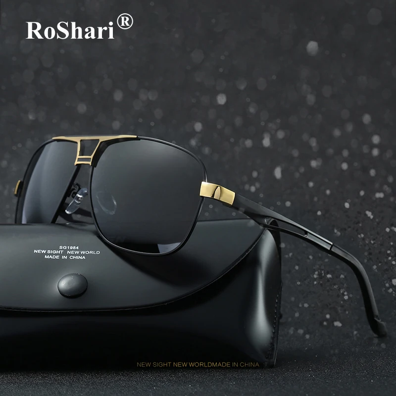 

RoShari retro driving sunglasses men polarized Classic sunglass Alloy frame Pilot driver sun glasses for men lentes de sol mujer
