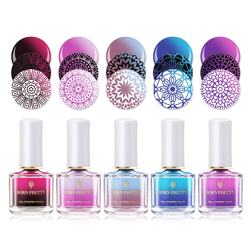 BORN PRETTY 6ml Thermal Nail Stamping Polish Color Changing Nail Art Plate Printing Nail Polish