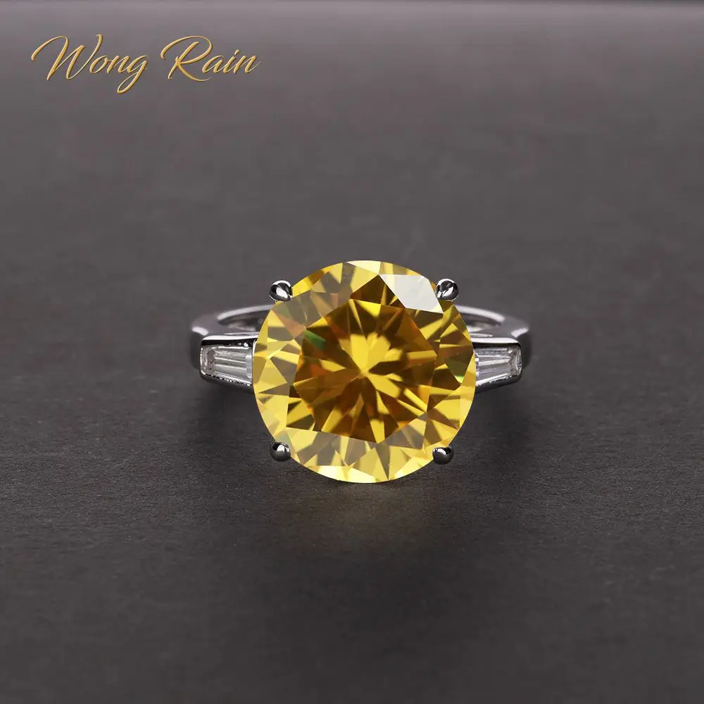 

Wong Rain Vintage 100% 925 Sterling Silver Citrine Gemstone Birthstone Wedding Engagement Diamonds Ring Fine Jewelry Wholesale
