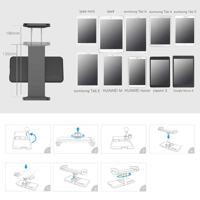PGYTECH Mavic 2 Pro/Zoom пульт дистанционного управления держатель для 7-10 дюймов подставка держатель плоский кронштейн планшет подставка для DJI Mavic Air/Pro Дрон