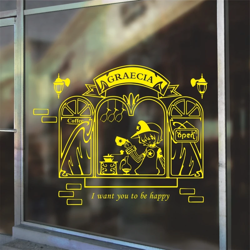 Dctal cafa decal The coffee shop stickers, the wall decorations  cafe decor mural etiqueta engomada 6