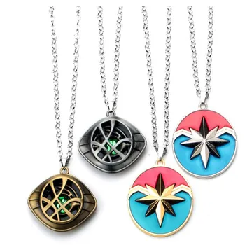 

10pcs/lot Wholesale Avengers Infinity War Doctor Strange Necklace Crystal Eye of Agamotto Pendant Necklaces For Men Accessory