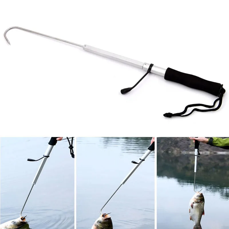 90CM Durable Telescopic Retractable Fish Gaff Ice Sea Fishing Spear Hook Tackle