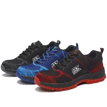 AC13019 мужские рабочие безопасные ботинки повседневные рабочие ботинки со стальным носком Мужские дышащие кроссовки безопасная обувь воздухопроницаемые Smash