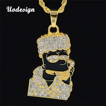 Uodesign хип-хоп мультяшное ожерелье с подвеской в форме головы мужские ювелирные изделия торговля namel голова золотого цвета ожерелье с хип-хоп цепочка подвеска