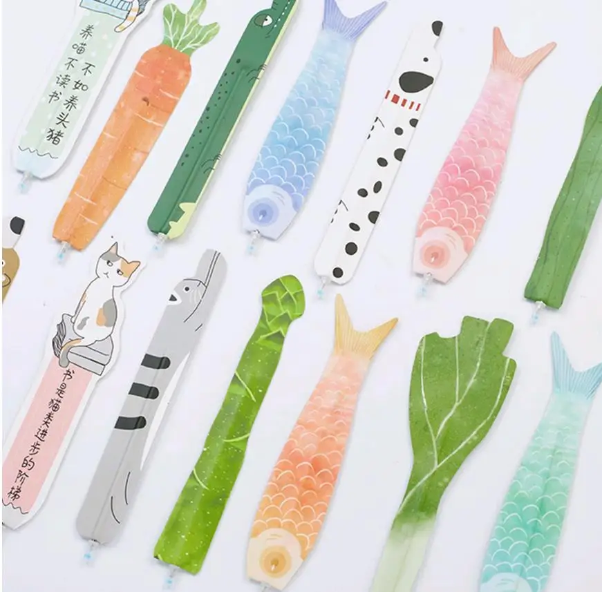 Coloffice Creative 4pc/pack Cartoon ballpoint pen+ bookmark Vegetable cat kawaii signature pen material escolar school supplies