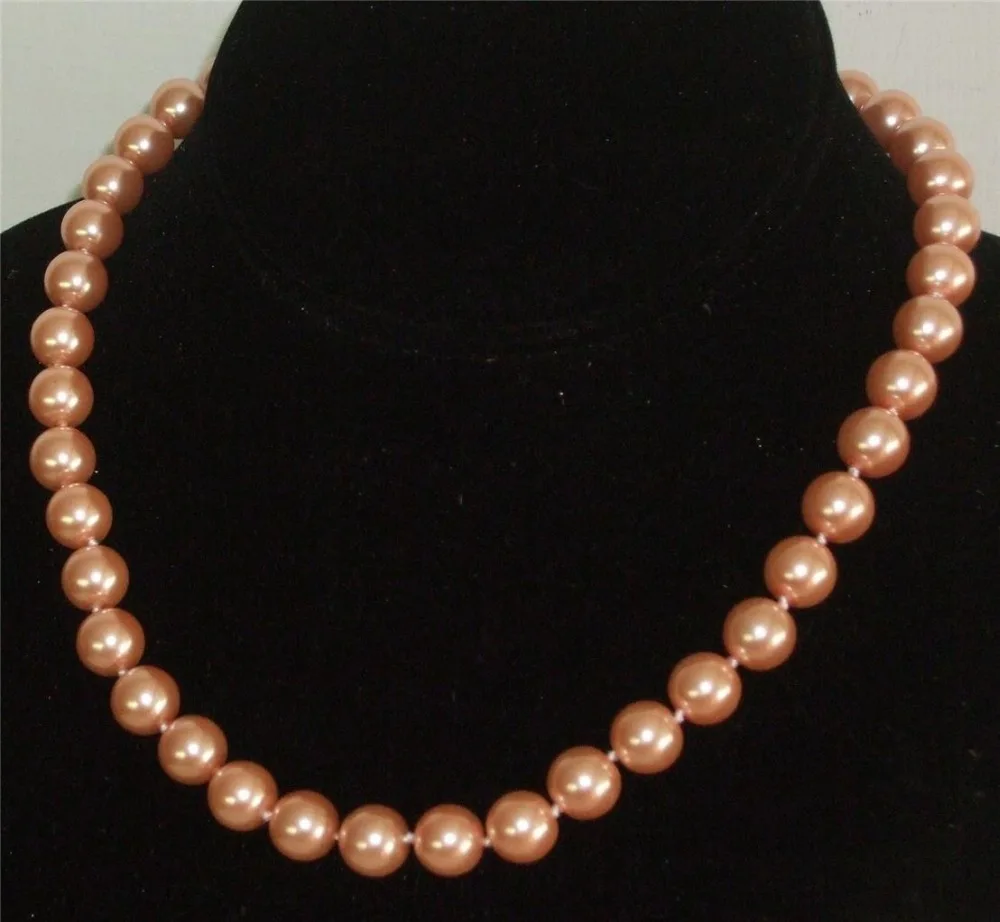 

R-03.Eximious!10mm Orange South Sea Shell Pearl Necklace 18'' 1-QYUTY ##a #a
