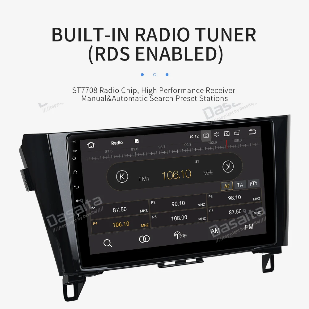 Dasaita 10," Android 9,0 Автомобильный gps радио плеер для Nissan Qashqai мультимедиа с восьмиядерным процессором 4 Гб+ 32 ГБ авто стерео