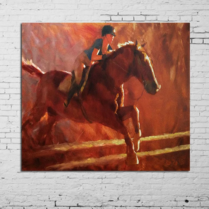 Handpainted acrylic Oil Paintings Wall Pictures figure Oil Paintings on Canvas Girl Riding A Horse Wall Art for Home Decoration image_2