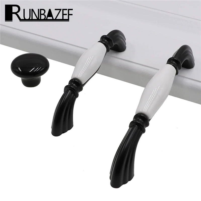 Runbazef Ceramic Garden Cupboard White Black Handle Jane European