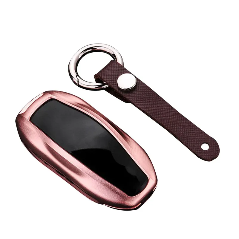 

Car Key Case Shell Cover with Key Chain for Tesla Model S Premium Aluminum Metal