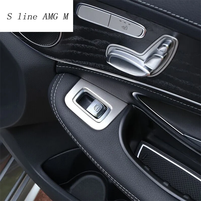 Авто-Стайлинг крышка отделка окна лифт кнопка переключатель блесток нержавеющая сталь интерьер яркий для Mercedes Benz C Класс W205 GLC