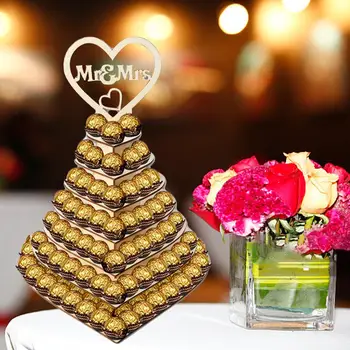 

Wooden Chocolate Display Stand Heart-shaped 3D Dessert Stand DIY Bakeware Cake Kitchen Gadgets For Wedding Party Home Decoration