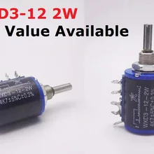 Комплект из 2 предметов, 2 Вт WXD3-12 100R 220R 47K 3,3 K 33K 22K 470R 10K 4,7 K 2,2 K 1K точность мульти потенциометр 100Ohm 220 Ом ком