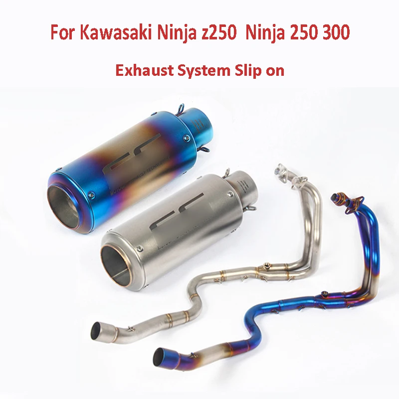 

Motorcycle Exhaust System Full Pipe End Can + Front Link Connect Pipe Slip on Pipe For Kawasaki Ninja z250 Ninja 250 300