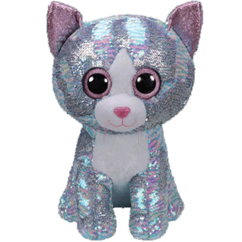 

Ty Beanie Whimsy The Sequin Blue Cat Plush Animal Big-eyed Stuffed Collection Doll Toy 15cm