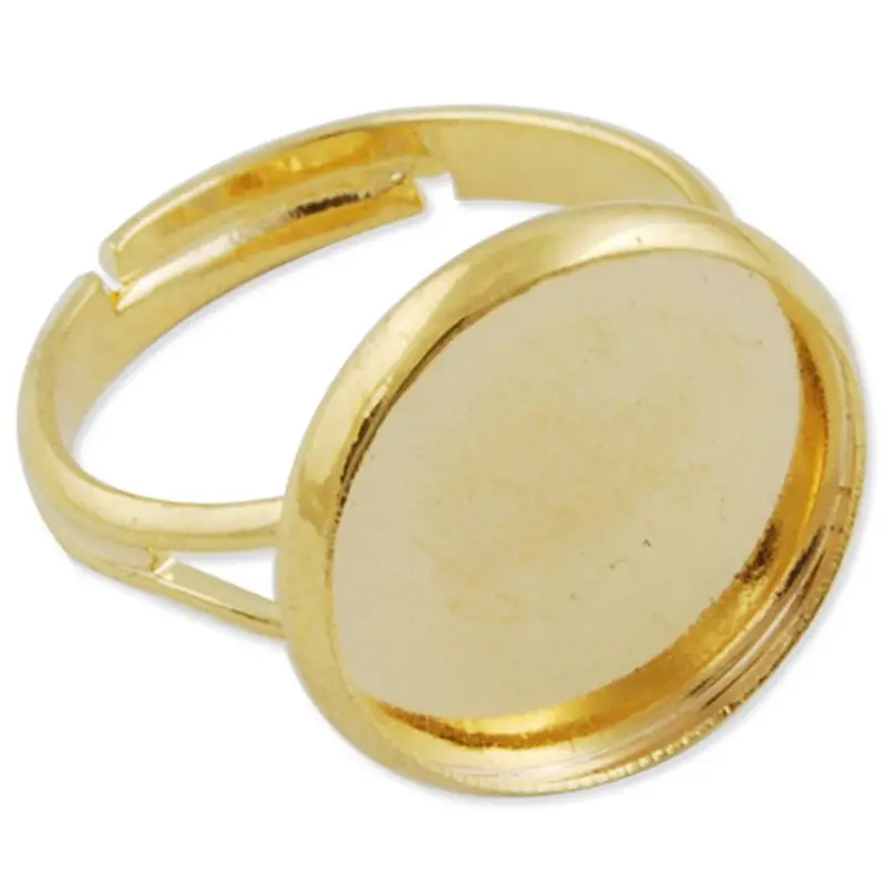 Wholesale New Adjustable Ring Base Blank Findings 14 mm Gold Plated