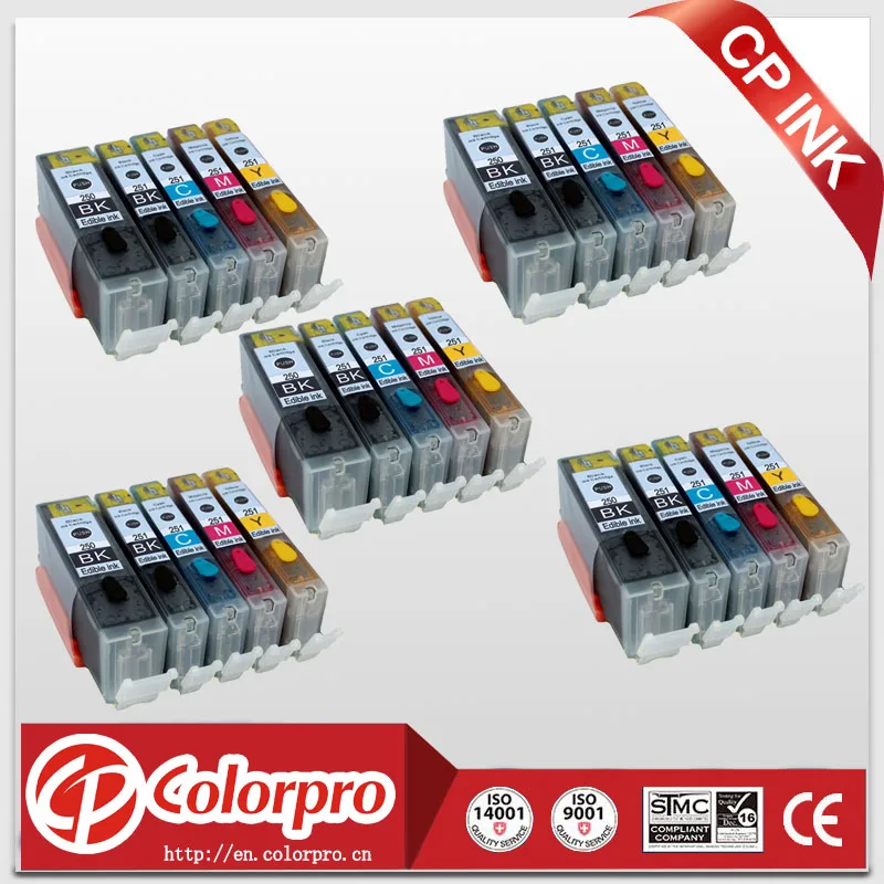 

Free shipping 25PK PGI250 CLI251 Edible ink cartridge for Canon Pixma iP7220 ,iX6820, MG5420, MG5422, MG5520, MG5522, MG5620