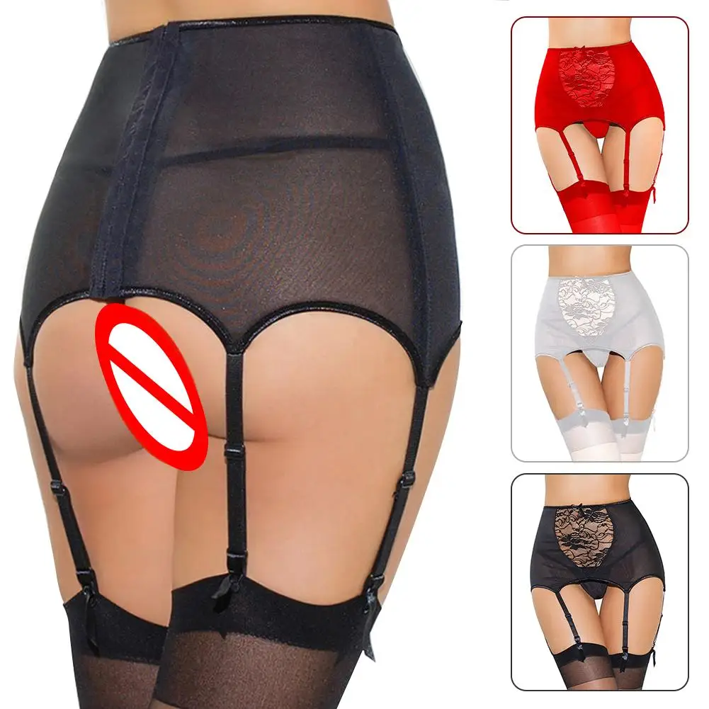 Sexy Garter Belts Underwear Mesh Jacquard See-through Hollow-out Lace High-waisted Lace Stockings Sexy Lingerie For Women