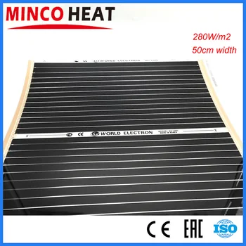 

10m2 0.5M Width 280W/m2 Electrical Far Infrared Underfloor Heating System Carbon Heating Film 220V