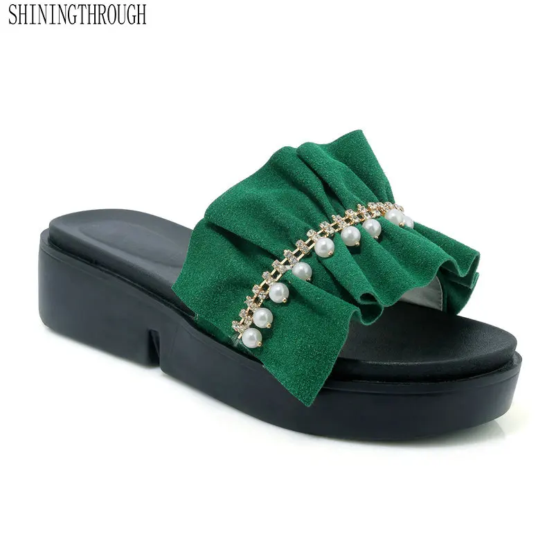 

Big Bowtie Woman Beach Flip Flops Summer Sandals Slip- Resistant Slippers Platform Sandals Size 34-43 Black pink yellow green