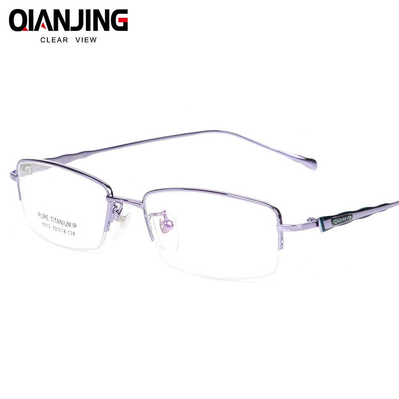 Pure titanium half frame optical spectacle ultra light white white-collar business money short-sighted glasses |