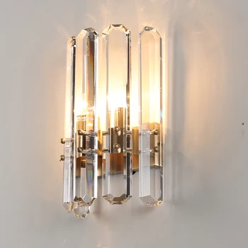 

new modern crystal wall lights lustre wandlampen AC110V 220v gold wall lamp for bedroom living room lighting