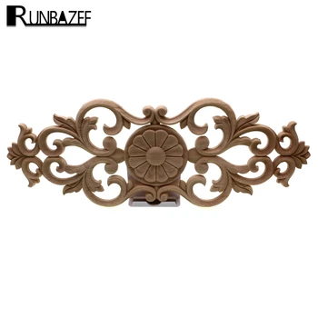 

RUNBAZEF Exquisite Classic Rubber Wood Carved Applique Retro Door Heart Shaped Long Flower Figurine Miniature Ornaments