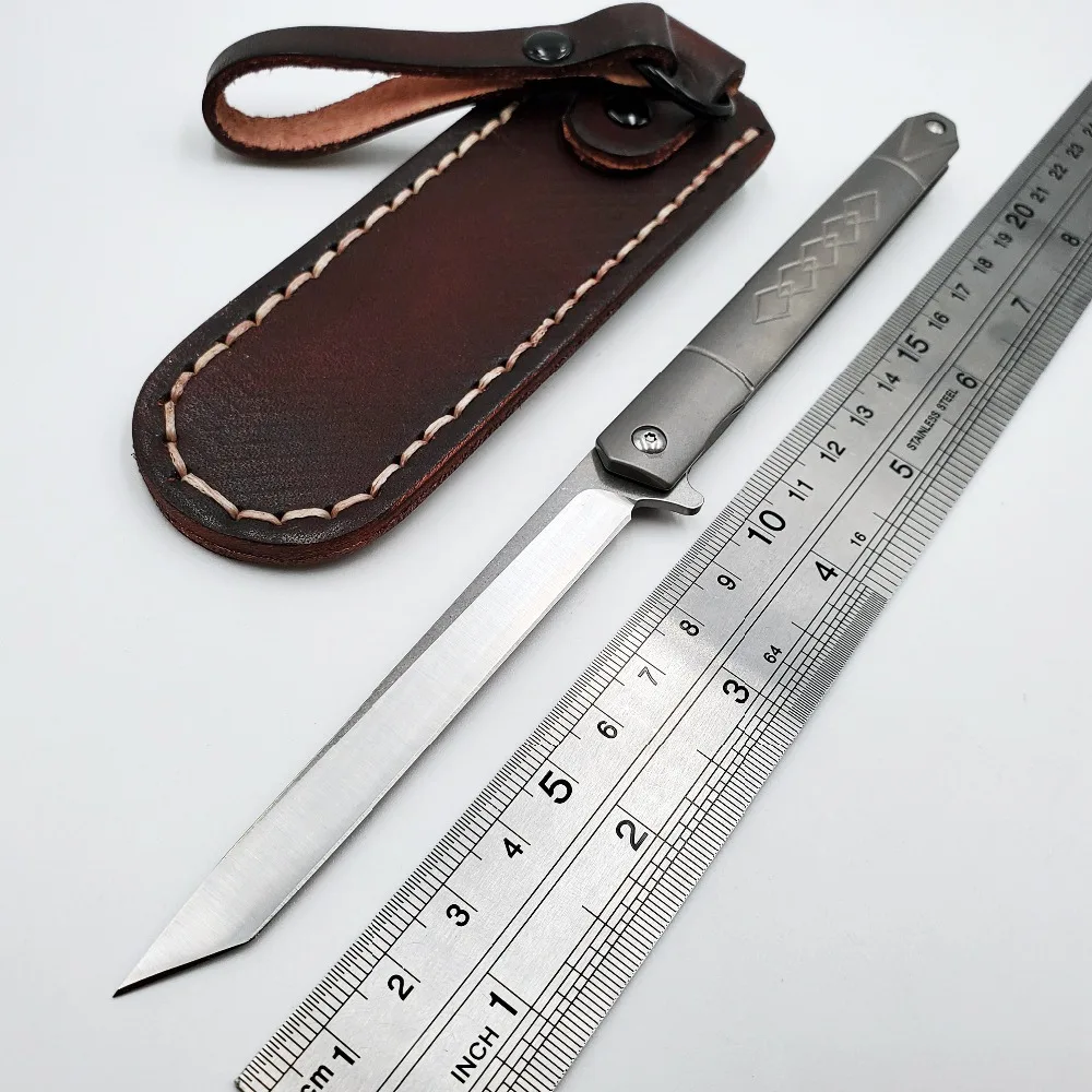 

JSSQ Pocket Folding Knife D2 Blade Titanium Handle Mini Outdoor Survival Diving Tactical Knives Camping Hunting Utility EDC Tool