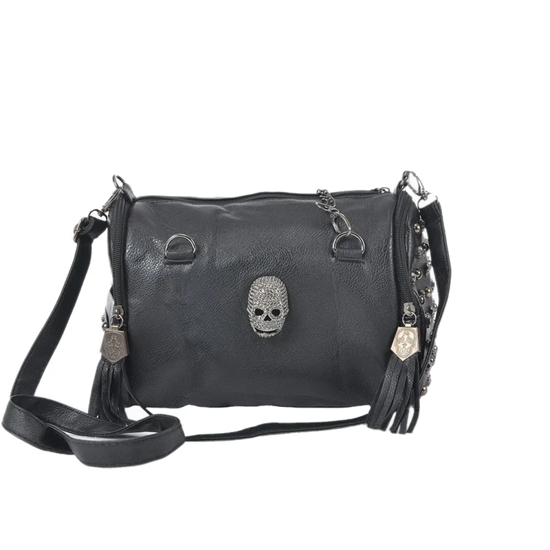 

Laamei Mini Clutch Shoulder Bag For Women 2018 Crossbody Tote Bag Rivet Punk Skull Women Leather Bag Female Sac A Main