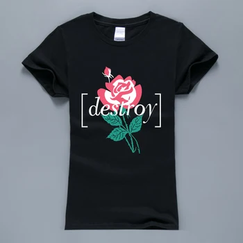 

Beauty And The Beast Rose Destroy Letters Printed Punk T Shirt Women 2020 Summer T-Shirt Harajuku Female T-Shirt Kawaii Tops