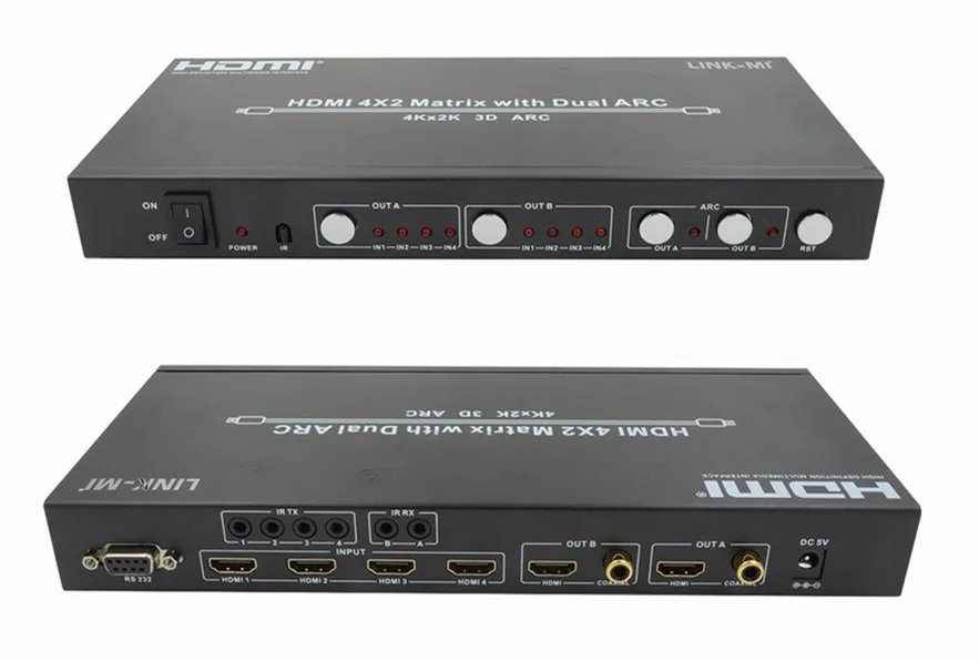 HDMI Matrix 4X2 with Dual ARC 1x2 Splitter 4x1 hdmi switch Home video
