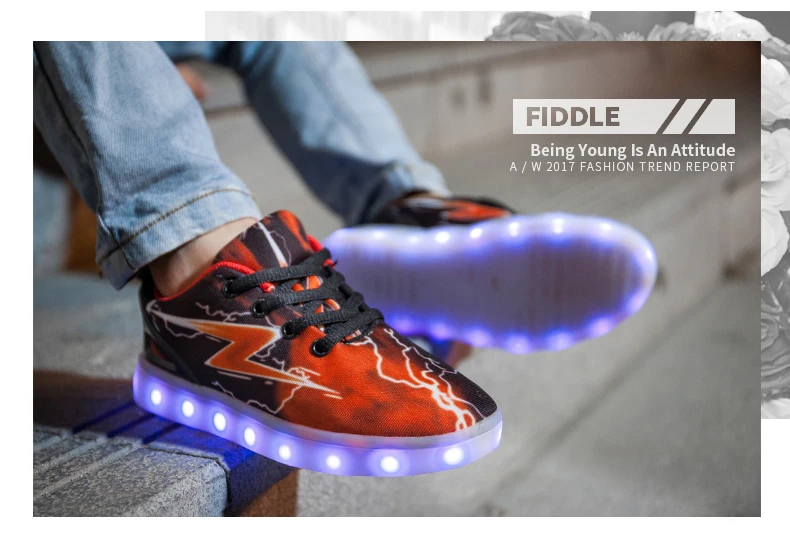 Детская обувь с подсветкой Lightning Повседневное дети света обувь для мальчиков и девочек USB Перезаряжаемые свет ботинка дети тапки Размеры 25- 44