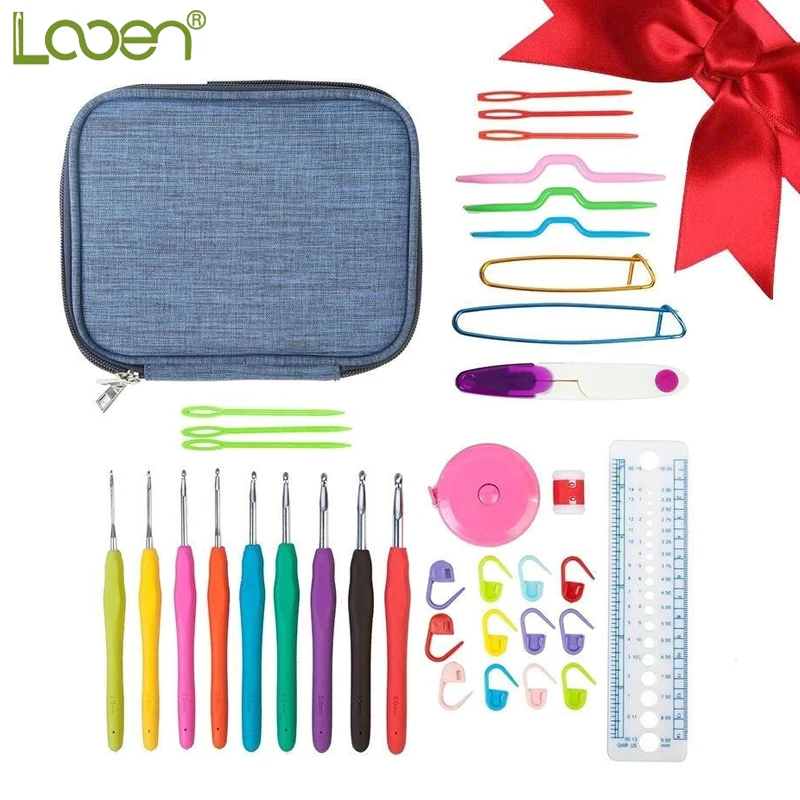 Looen Brand 36Pcs/set MultiColor Crochet Hooks Yarn Knitting Needles