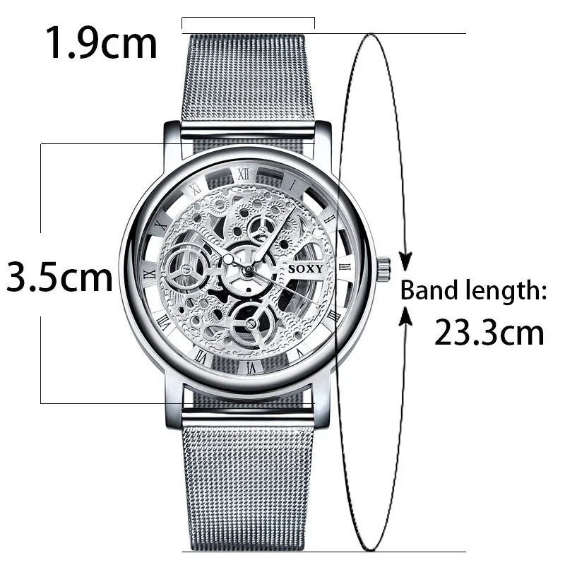 SOXY наручные часы для мужчин с сетчатым ремешком женские кварцевые часы унисекс модные дизайнерские полые часы relogio feminino montre femme