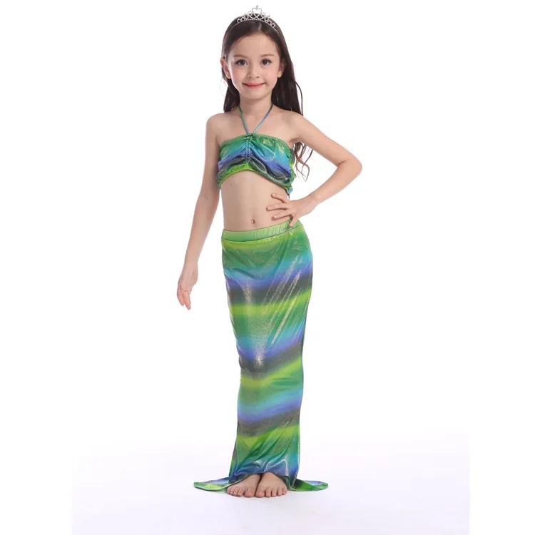 3 Pcs 3-12Y Lovely Baby Girls Children Mermaid Tail Princess Dress Split Swimsuit Costume Bikini Swimwear Bathing Suit Costume (12)