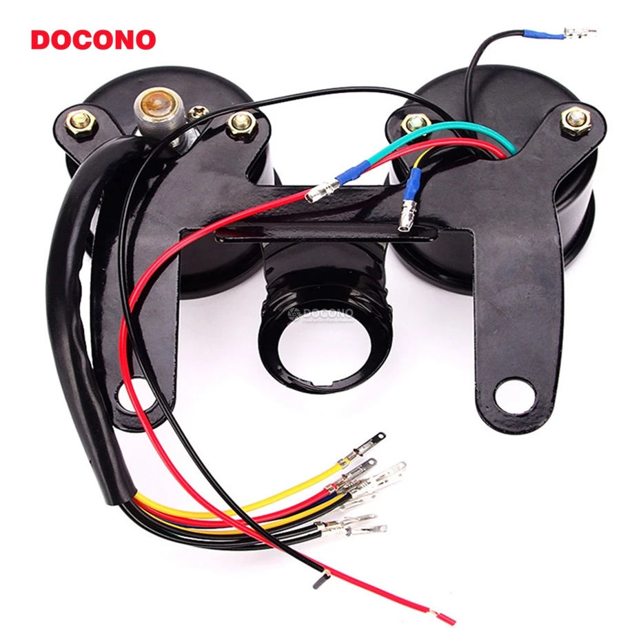 DOCONO двойной мотоцикл спидометр тахометр с кронштейном светодиодный одометр мотоцикла набор unviersal механический стол передачи