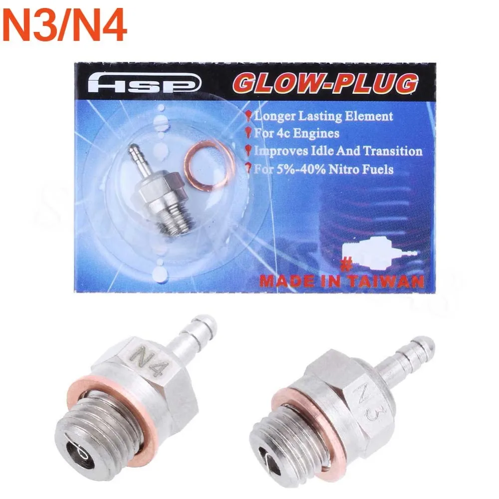 2PCS N3 N4 Hot Spark Glow Plugs 3 4 SH Vertex OS Nitro Engine Parts For