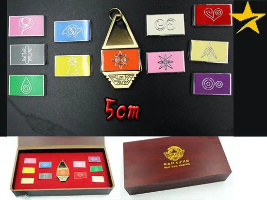 

Giancomics Hot Anime Digimon Keychain Necklace Set Gold Metal Symbol Adventure Tag & Crest Emblem Badge Necklace Set & Box Decor
