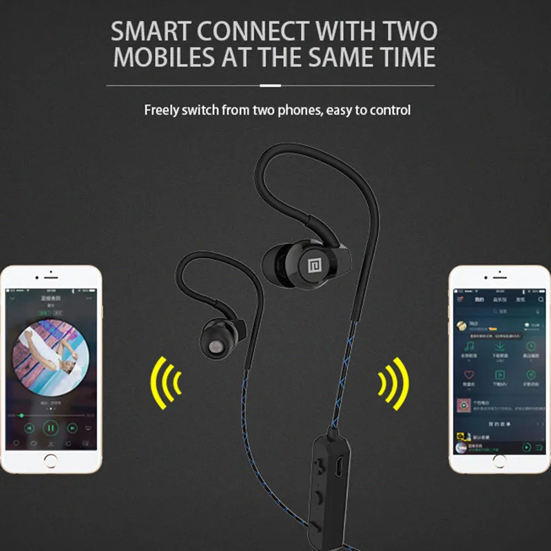 1 шт. BS80 Спорт Bluetooth наушники Беспроводной гарнитура синий черный Ушные крючки с