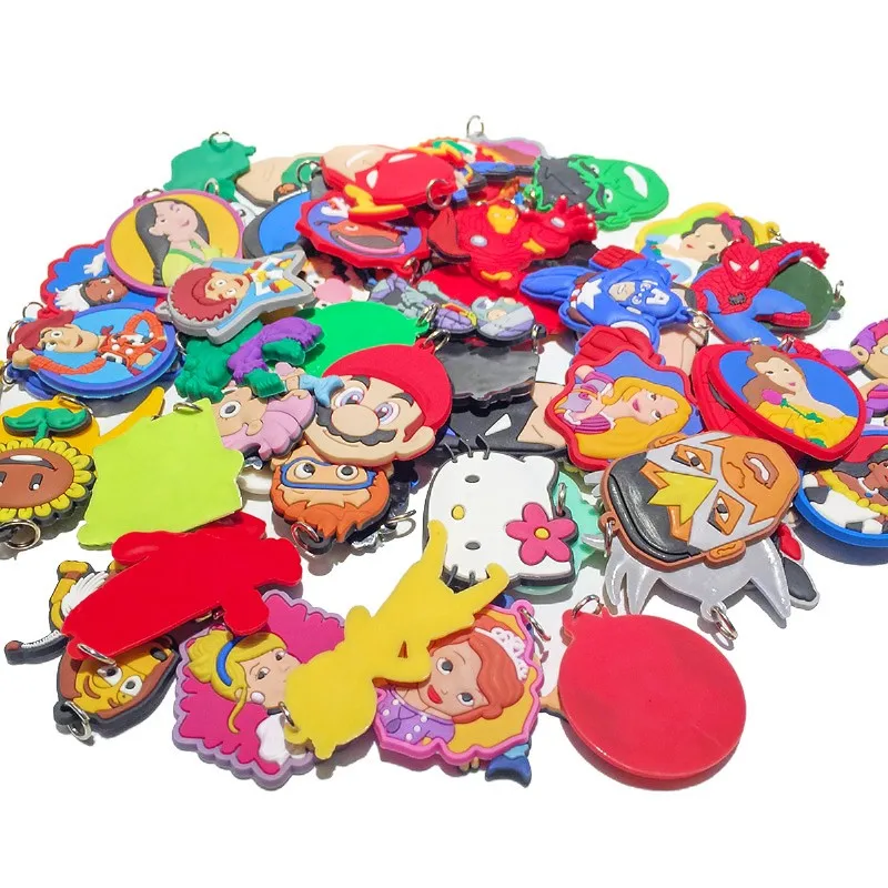 

100pcs Mix Random Cute Cartoon Figure Charm Soft PVC Accessory Pendant fit for Keychains Necklace Kid Toy Party Gift