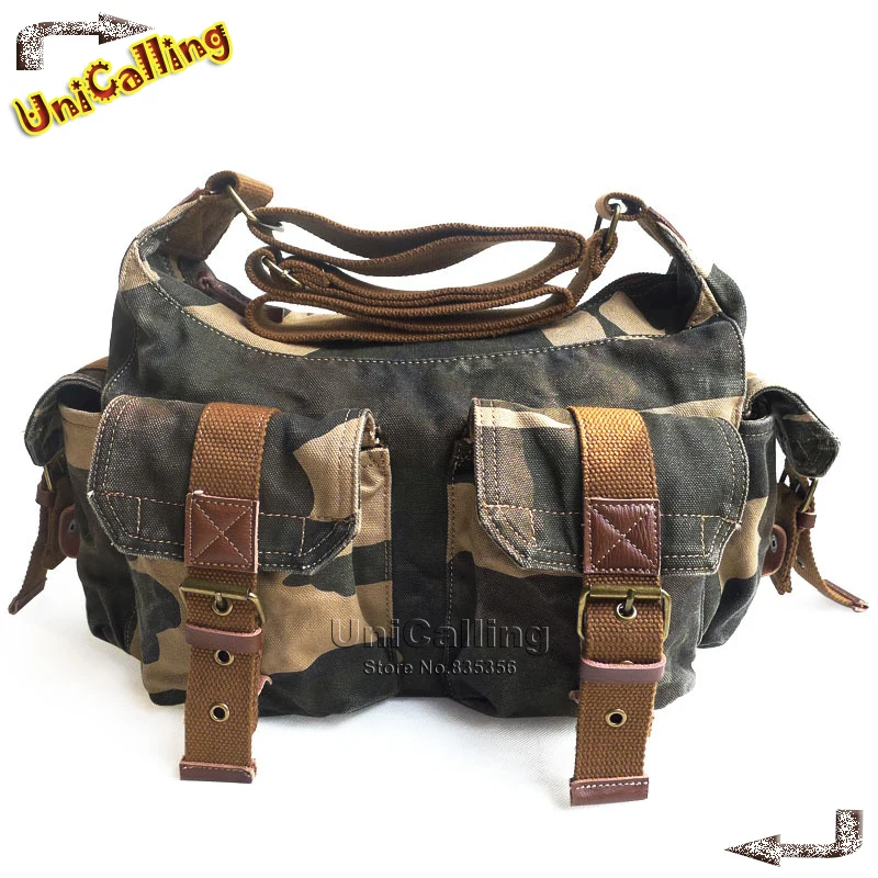 ФОТО Brand popular leisure Canvas Shoulder Pockets Bag cool vintage military 100% cotton washed canvas messenger bag