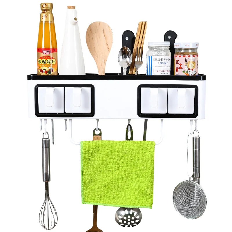  Perforation free kitchen shelf wall type storage rack storage rack hanging shelf kitchen utensils s - 32876255551