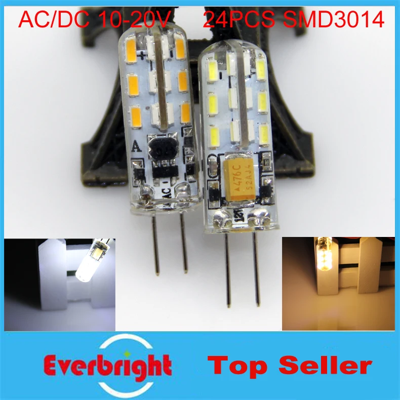 

100 pcs/lot G4 Led Bulb Crystal Lamp 24 Leds SMD3014 3W AC/DC 12V 360 Angle Led Corn Light Cool/ Warm White Replace Halogen Lamp