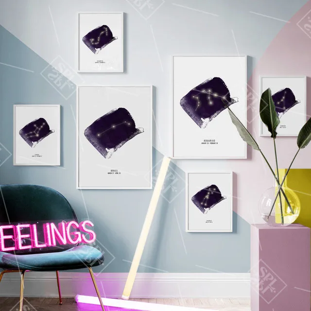 

Abstract Canvas Art Scorpio Painting Bedroom Decorative Wall Picture Galaxy Twelve Costellazione Decor Poster Kids Room Decor