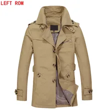 Brand Men’s belt Jacket Spring and Autumn Masculina Windbreaker Casual Washed 5 ColorLong Coats Men Cotton Jackets Parka Male
