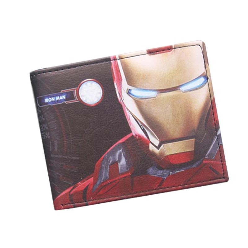 Avengers Iron Man Wallet Marvel Super Hero Purses Leather Small Anime Wallet Bag Credit ID Card Holder Red Wallet For Boys Girls